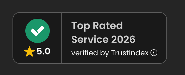 Top Rated Service 2026 — verified by Trustindex (5.0 rating)
